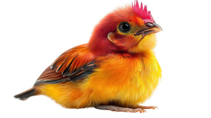 Fototapeta premium close up of a red and yellow cockatoo isolated on white background 