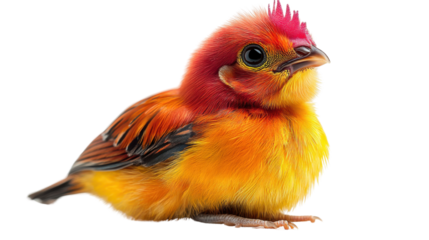 close up of a red and yellow cockatoo isolated on white background 