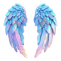 Fototapeta premium Colorful Pastel Blue and Pink Feathered Wings Illustration for Creative Projects
