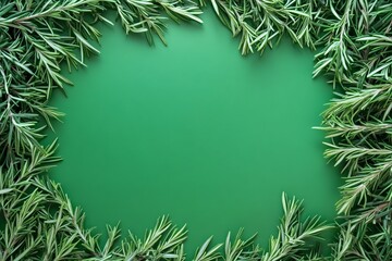 green rosemary border design perfect for holiday or green themed card with copy space