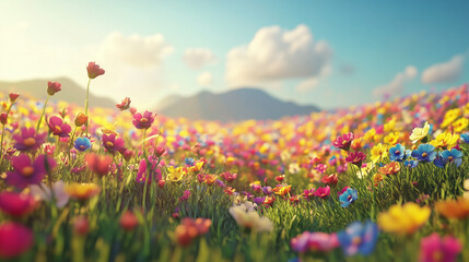 Obraz premium Colorful flower field in summer