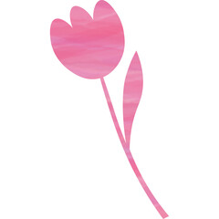 Clip art image of tulip icon with beautiful watercolor pattern