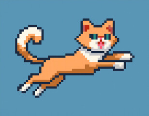 Obraz premium PIxel Art Cute Cat Illustration