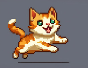 Obraz premium PIxel Art Cute Cat Illustration