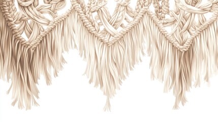 Fototapeta premium Intricate Beige Macrame Textile with Fringes