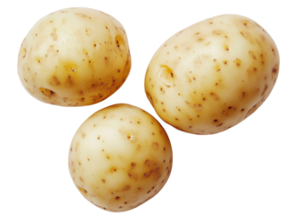 Fresh Raw Potatoes with Unique Skin Texture on a White Background for Culinary and Food Photography