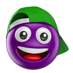 Acai Berry Face With Backwards Cap Cartoon 3D Render with transparent background

