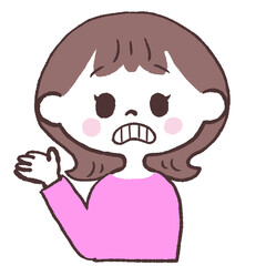 げんなりした表情の女性正面イラスト