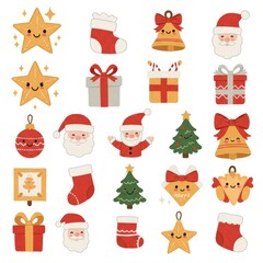 Christmas and New years icons and symbols, isolated, ai generative