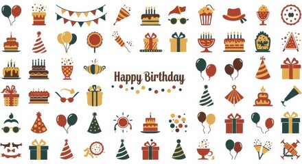 Christmas and New years icons and symbols, isolated, ai generative