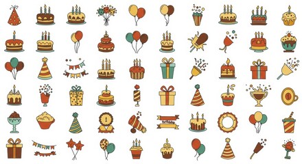 Fototapeta premium Christmas and New years icons and symbols, isolated, ai generative