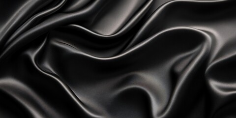 Obraz premium Luxurious black silk fabric with elegant folds and drapes.