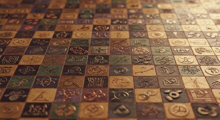 Icon, tiles and symbols, graphic design backgrounds, ai generative elements