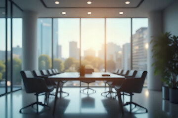 Light blurred background. Blur Modern contemporary office and meeting room,interior design. with panoramic windows and a perspective.