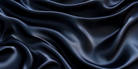 Obraz premium Dark blue silk fabric with elegant waves and folds.