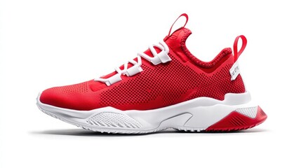 Stylish Red Sports Shoe with Mesh Design for Active Lifestyle