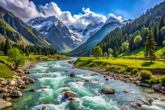 Capture breathtaking views of Pahalgam's Lidder River during the Amarnath Yatra.  Jammu & Kashmir awaits.