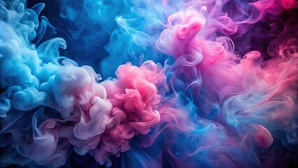 Fototapeta premium Abstract pink and blue smoke blending in a whimsical and dreamy background, pink, blue, abstract, smoke, background, soft