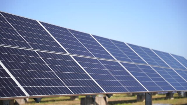 Solar power plant(solar cell) on summer season, hot climate causes increased power production, Alternative energy to conserve the world's energy, Photovoltaic module idea for clean energy production.
