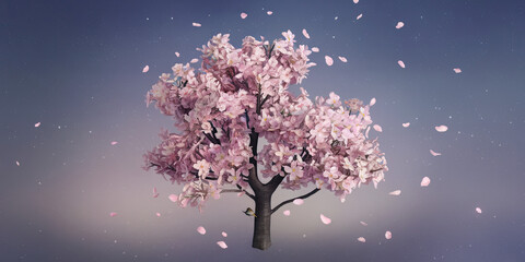 Pink Blossom Tree Spring Nature Flowers Petals Bird Serenity Dreamy Soft Background