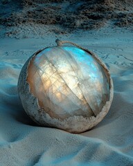 Moonstone with pearly glow on sandy beach natural beauty serene environment tranquil viewpoint