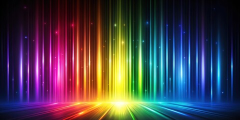 Vertical color light beams on dark background, abstract glowing design, colorful, vertical, beams