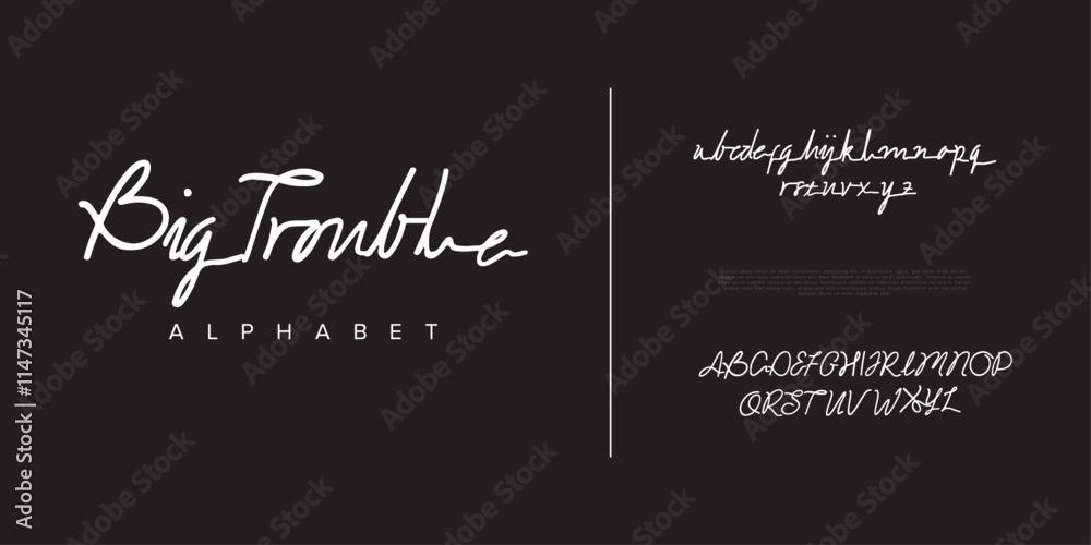 Poster Big trouble handwrite font Calligraphy Logotype Script Brush Font Type Font lettering handwritten