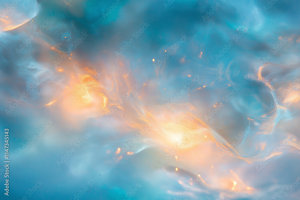 Canvas Prints abstract blue bokeh background with soft blurred light effects, ideal for elegant designs and dreamy