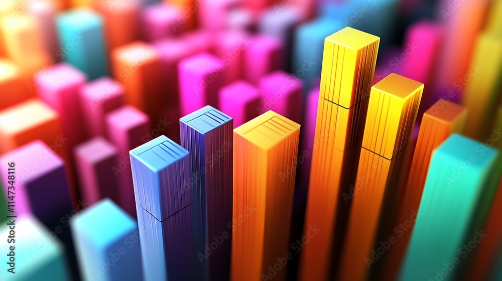 Poster abstract background with colorful 3d blocks for vibrant colors dynamic composition concept.