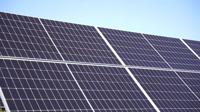 Solar power plant(solar cell) on summer season, hot climate causes increased power production, Alternative energy to conserve the world's energy, Photovoltaic module idea for clean energy production.