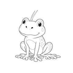 Frog  line art on white backgroun
