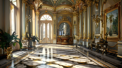 Fototapeta premium Luxury House Interior, world architecture day, first Monday of October, Generative Ai