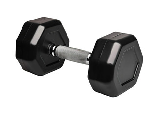 Black Heavy Dumbbell for Weight Lifting, Isolated on a Transparent Background