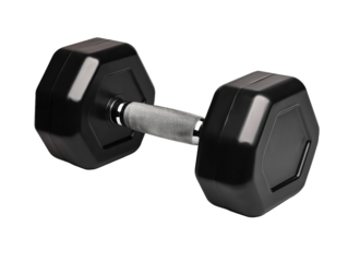 Black Heavy Dumbbell for Weight Lifting, Isolated on a Transparent Background
