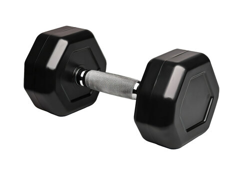 Black Heavy Dumbbell for Weight Lifting, Isolated on a Transparent Background