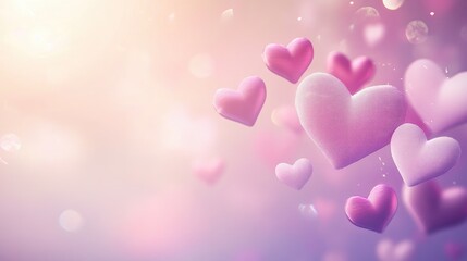 Colorful Heart Shapes Floating in a Soft Dreamy Background