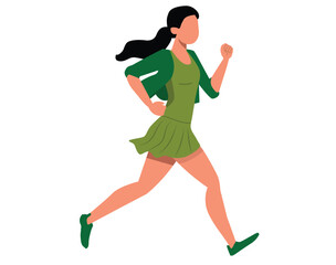 Beautiful woman jogging on white background. Healthy running concept vector illustration.
