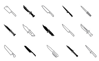 Multipurpose knife vector icon in outline, glyph, and filled outline style on white background.