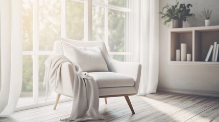 Minimalist living room with modern, understated decor. Featuring an open, airy layout