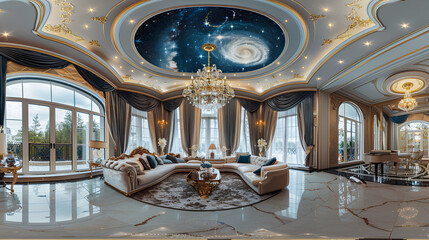 Obraz premium Luxury House Interior, world architecture day, first Monday of October, Generative Ai