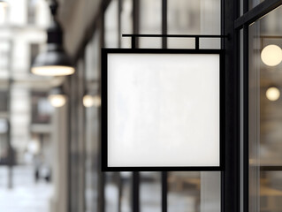 7お店の看板のデザインモックアップ。壁に取り付けられた看板 Gererated AI