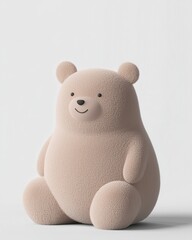 Minimalistic bear sculpture studio setting soft toy display modern environment front view whimsical concept