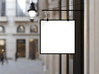 3お店の看板のデザインモックアップ。壁に取り付けられた看板 Gererated AI