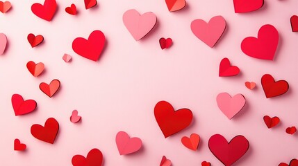 Colorful Hearts on Pink Background for Romantic Celebrations