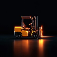 Dynamic EV forklift illustration with glowing electric plug designs