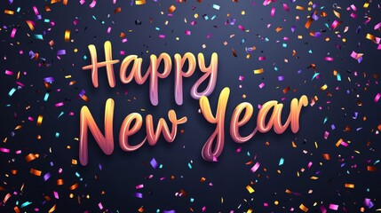 Happy New Year confetti celebration greeting