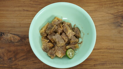 Delicious Chicken Congee with Egg and Fried Tofu, Ready to Eat