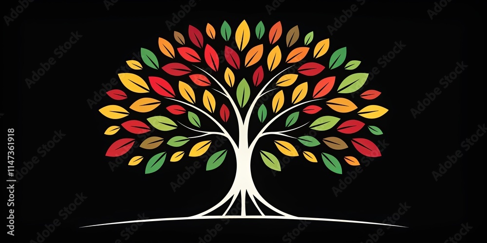 Poster a tree with leaves of different colors