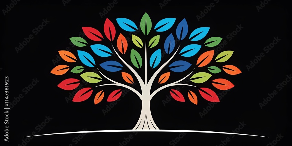 Poster a colorful tree with leaves of different colors