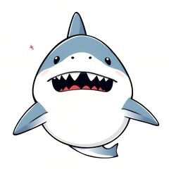 cartoon shark with open mouth and teeth showing teeth.